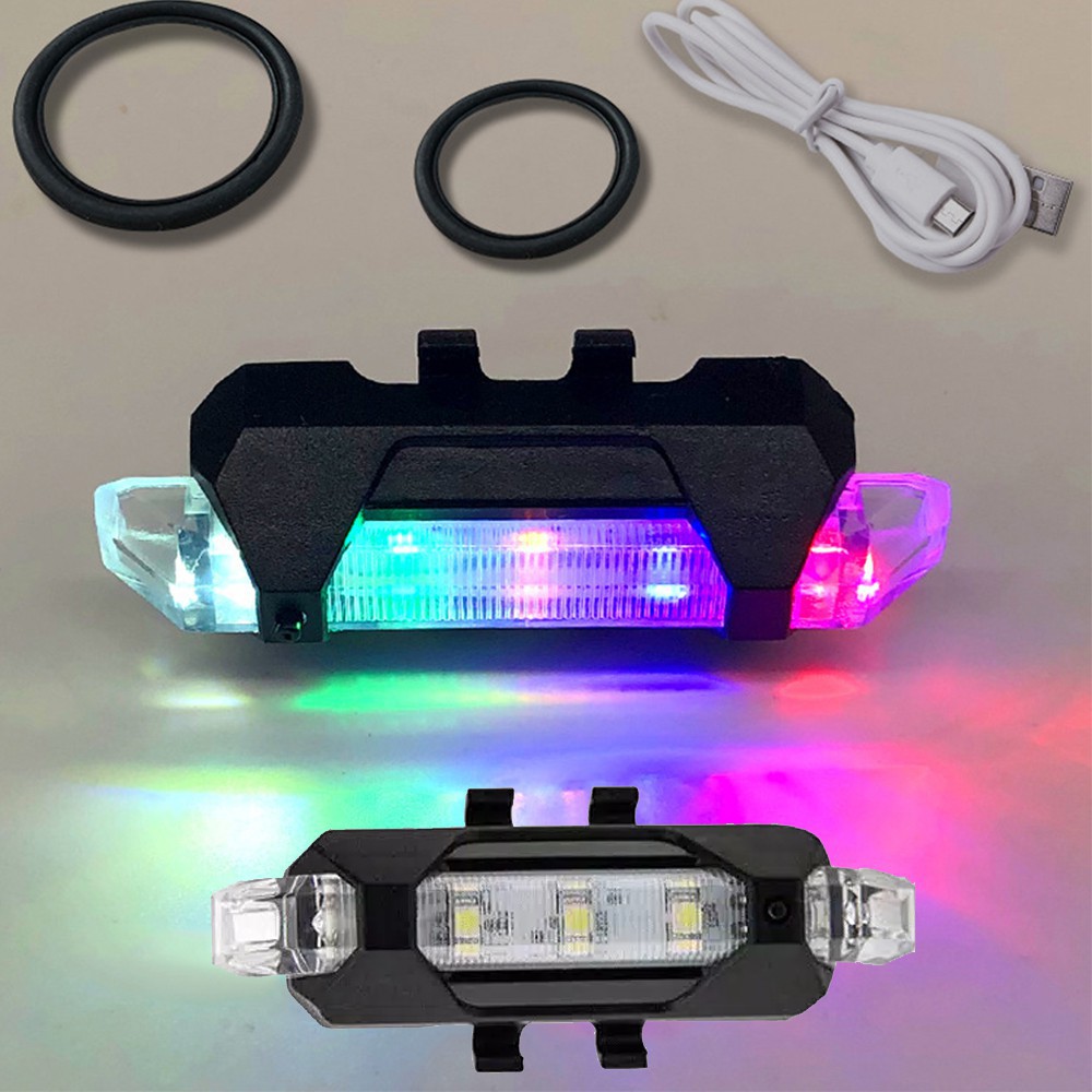 【Harga terendah COD】Lampu Belakang Sepeda LED USB Rechargeable Anti Air Lampu Sepeda USB+Kabel cash-Belakang Multicolor