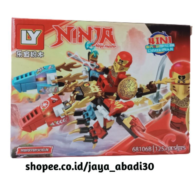 MAINAN LEGO BRICK NINJA MASTER DAN KENDARAAN HEWAN ICON 4 SERI 68106B