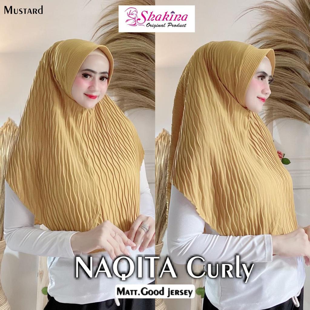 Jilbab Instan Bergo Naqita Curly Plisket Ori Shakina Hijab-MUSTARD