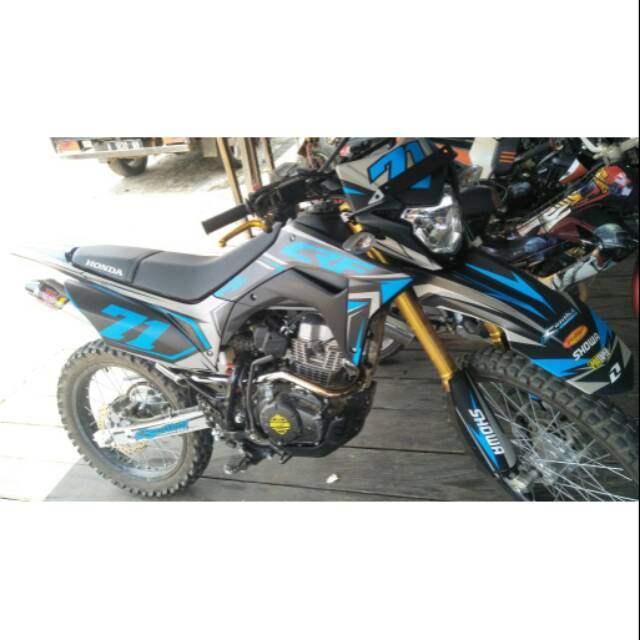 Stiker decal crf blue grey doff full body bisa custem nama dan nomor