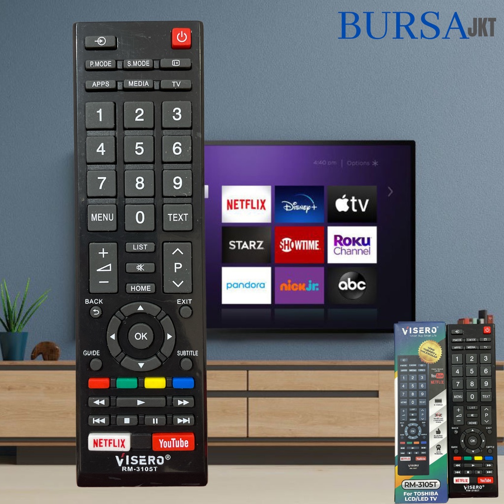 REMOTE TOSHIBA SMART TV VISERO YOUTUBE NETFLIX TANPA SETTING