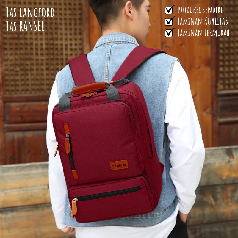 Tas Ransel - Backpack Punggung Bahu Model Kekinian Terbaru Model Casual Laptop 14 Inch Sekolah Kerja Kuliah Murah Pria Laki-laki Cowok