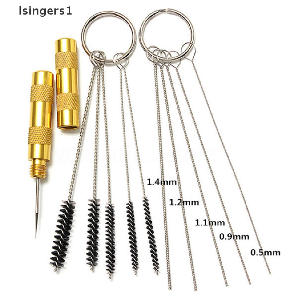 (lsingers1) 11pcs / Set Jarum + Sikat Pembersih Airbrush Bahan Stainless steel