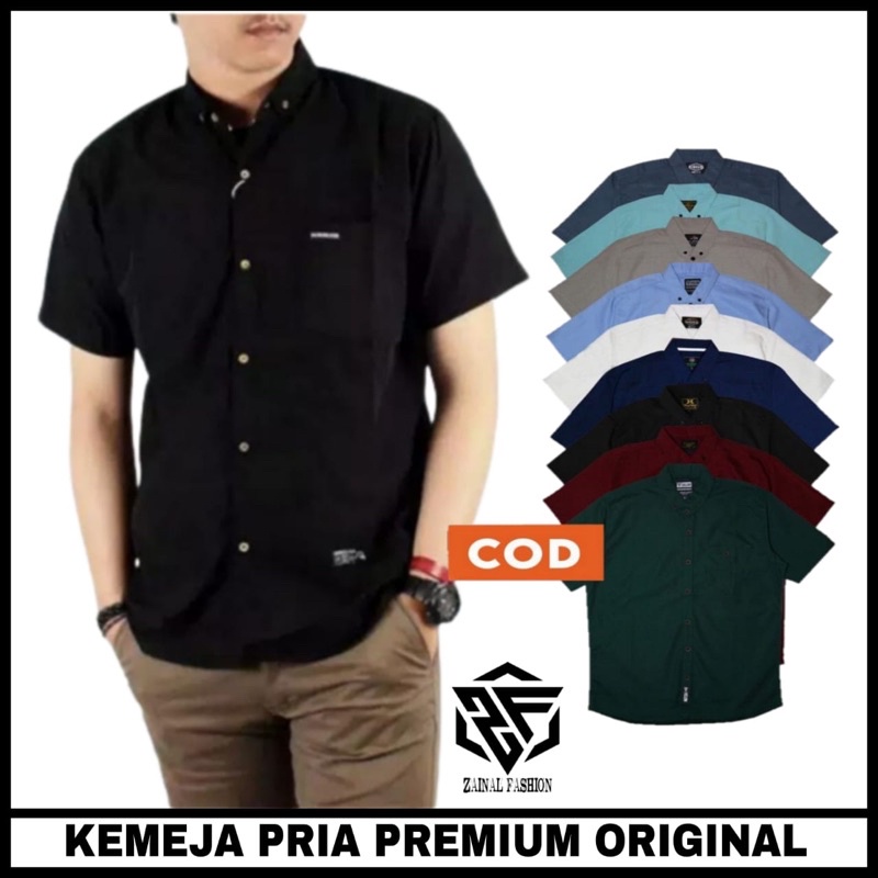 (BISA COD) Kemeja Polos Katun Kerja Formal Lengan Pendek Pria / Kemeja Distro Polos