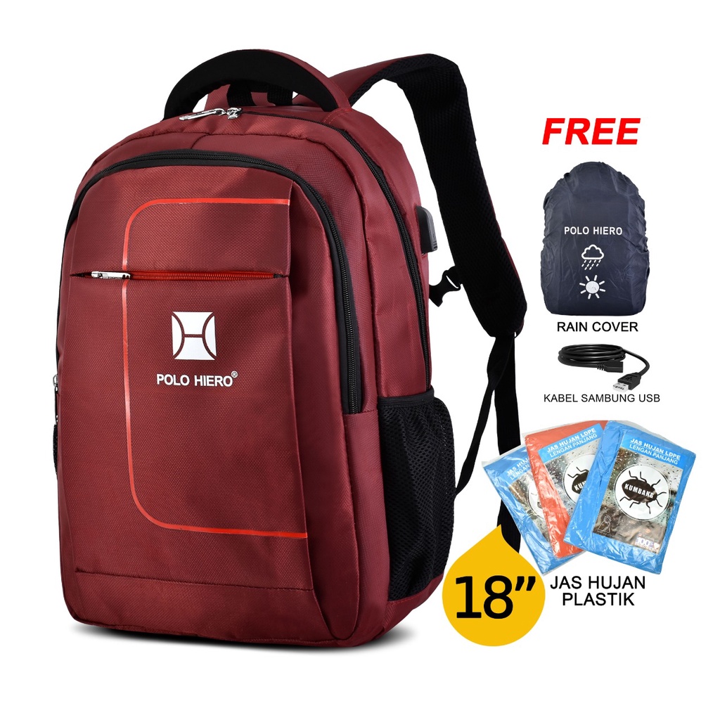 (TSI) Tas Polo Hiero 71002-18 Inch Tas Pria Sekolah Tas Ransel Fashion Tas Backpack