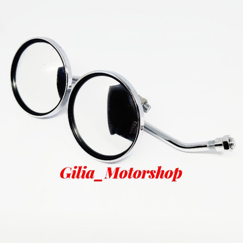 Spion Vespa Bulat Chrome Tangkai pendek Honda Dan Yamaha Bulat Mini Chrome Kaca Cembung Tangkai Pendek Model Vespa