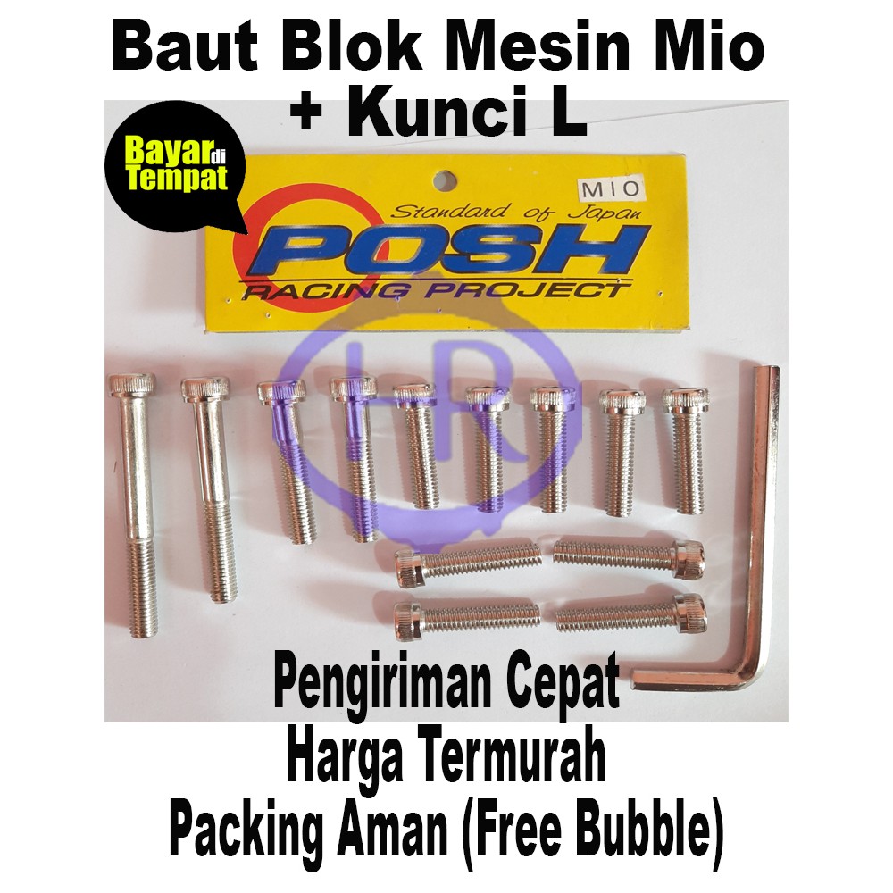 Baut Blok Cvt Mio Sporty - Mio Soul L 1set / Baut Blok Cvt mio Posh ISI 13 pcs Plus Kunci L