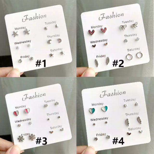 A-07 1 set 6pcs Anting Wanita / Aksesoris Anting Wanita Korea-2