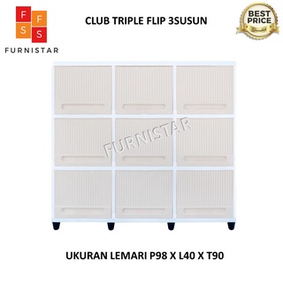 CARGO-LEMARI PLASTIK CLUB TRIPLE FLIP 3SUSUN / BUFET TV RAK SERBAGUNA RAK MULTIFUNGSI SUSUN 3