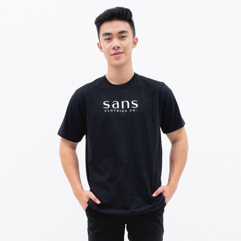 SANVANINA Baju Kaos Cotton Combed Unisex Sans Tee Black White Shirt | D-02