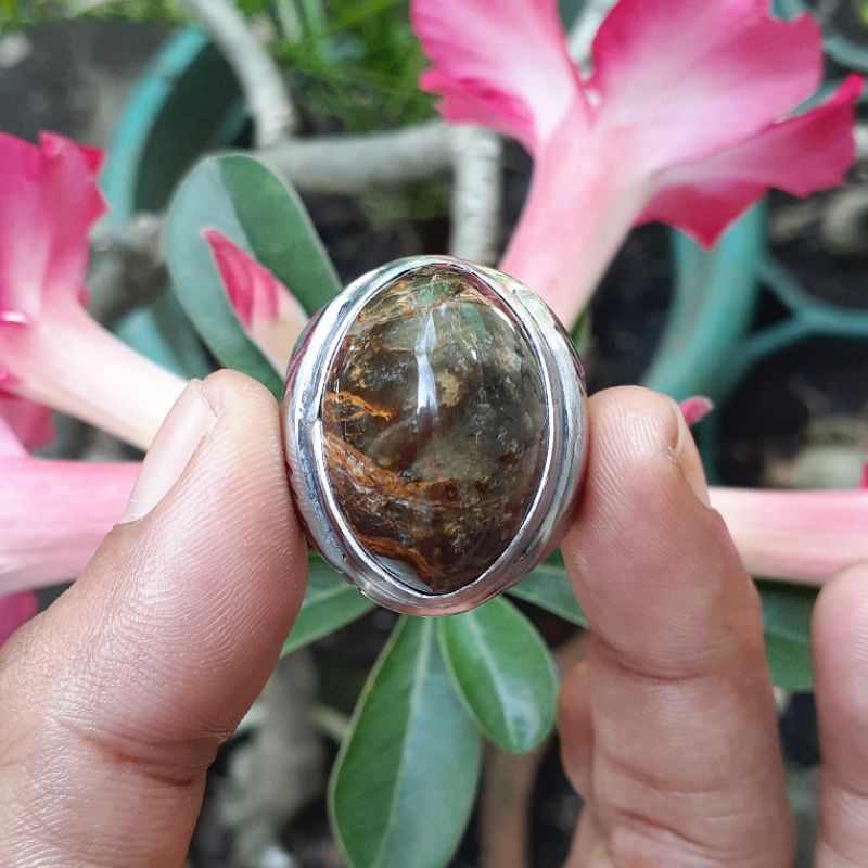 Batu Lumut Hijau Urat Coklat Bukan Pirus Persia Urat Jala