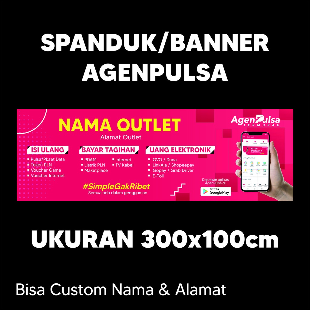 Spanduk Banner AgenPulsa ukuran 300x100cm