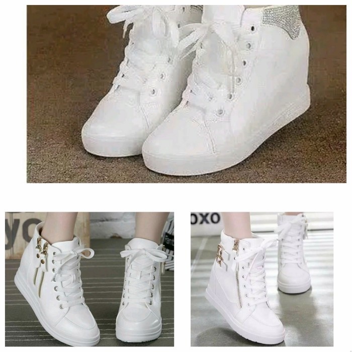 Sepatu Boots Wedges Wanita Sepatu Kets Kasual Putih Wanita Anak Cewek