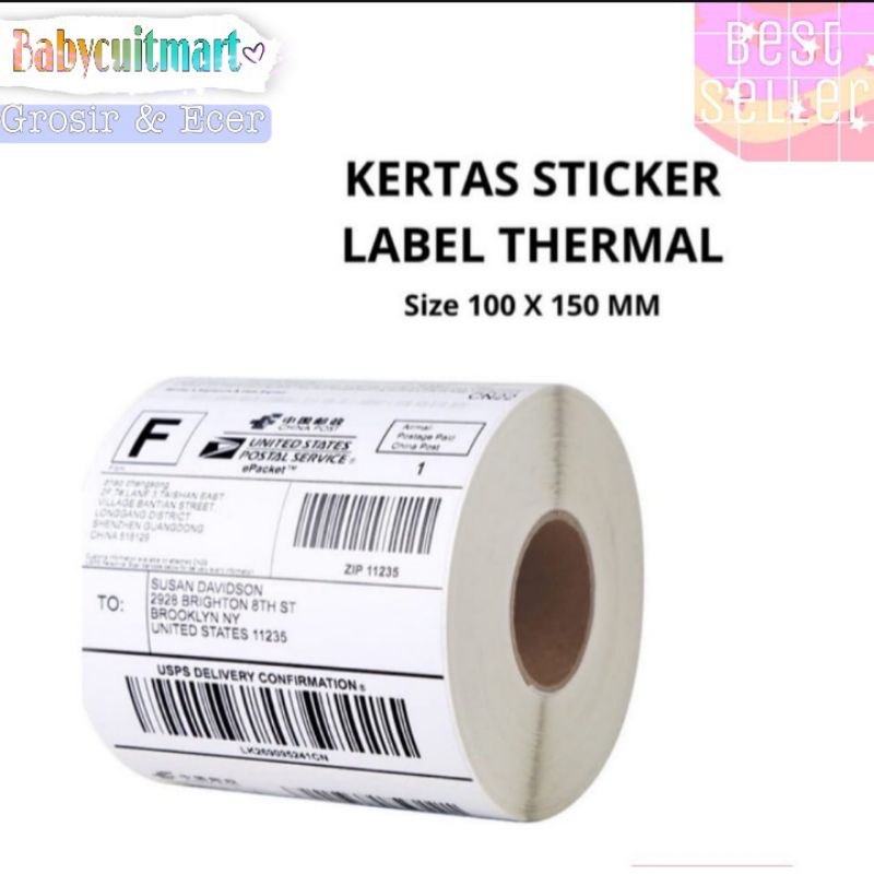 Sticker Thermal 100x150 / Kertas sticker thermal isi 500 pcs / Label Thermal ukuran 100x150 (500 PCS)