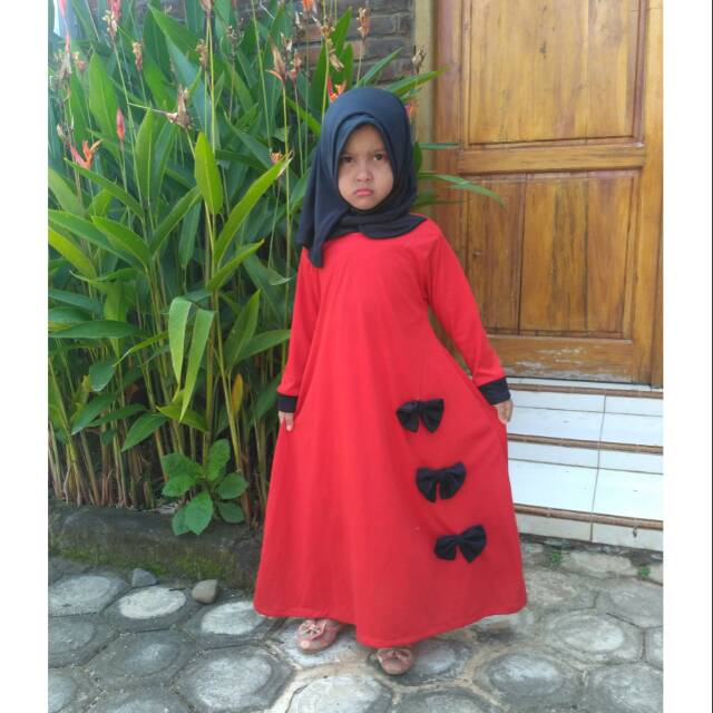 Gamis anak pita lucu/ baju Muslim