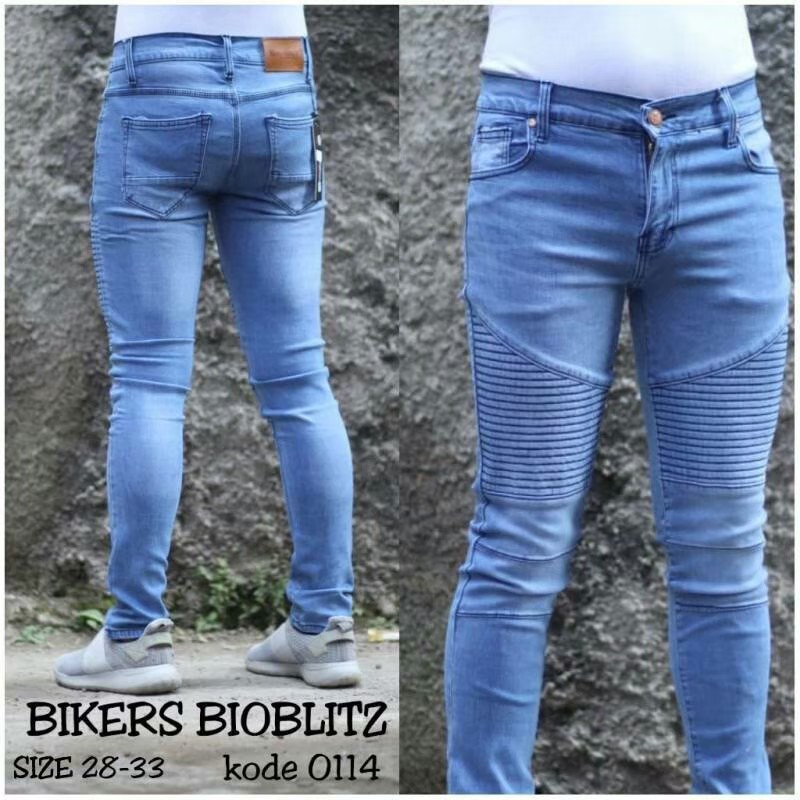 CELANA SOBEK JEANS PRIA RIPPED BIKER SKINY SLIM FIT STRECHT  / CELANA JEANS PRIA SKINY SOBEK A002