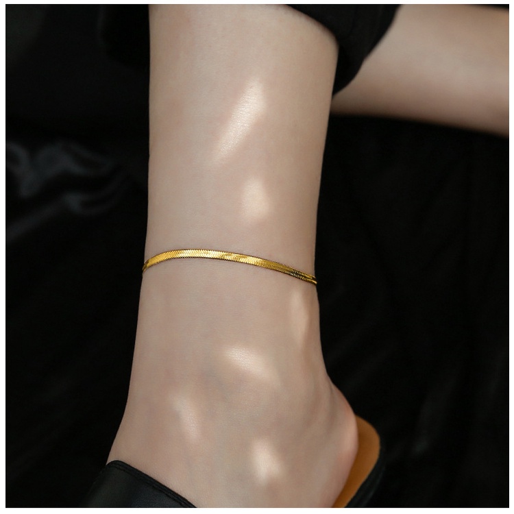 Gelang Kaki Rantai Tulang Ular Lapis Emas 18K Untuk Wanita