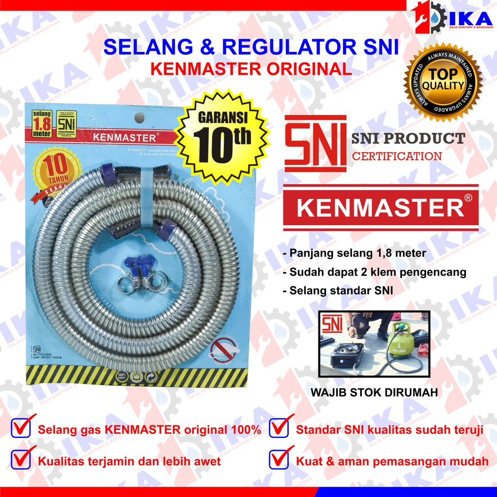 Selang Gas Flexible 1.8M SNI Kenmaster | Win Gas | Selang Gas 1.8 Meter Selang Kompor Gas Murah Bagus 1.8m