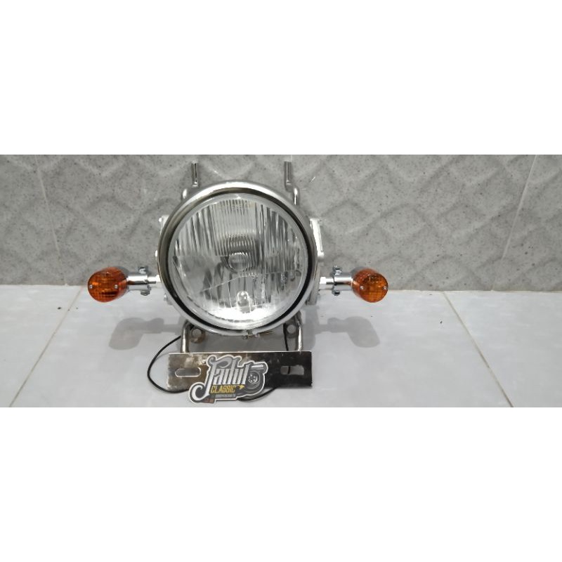 Lampu pesek autopal h4 led set breket tralis dan kupingan model cnc PNP shock gl mp Tiger byson