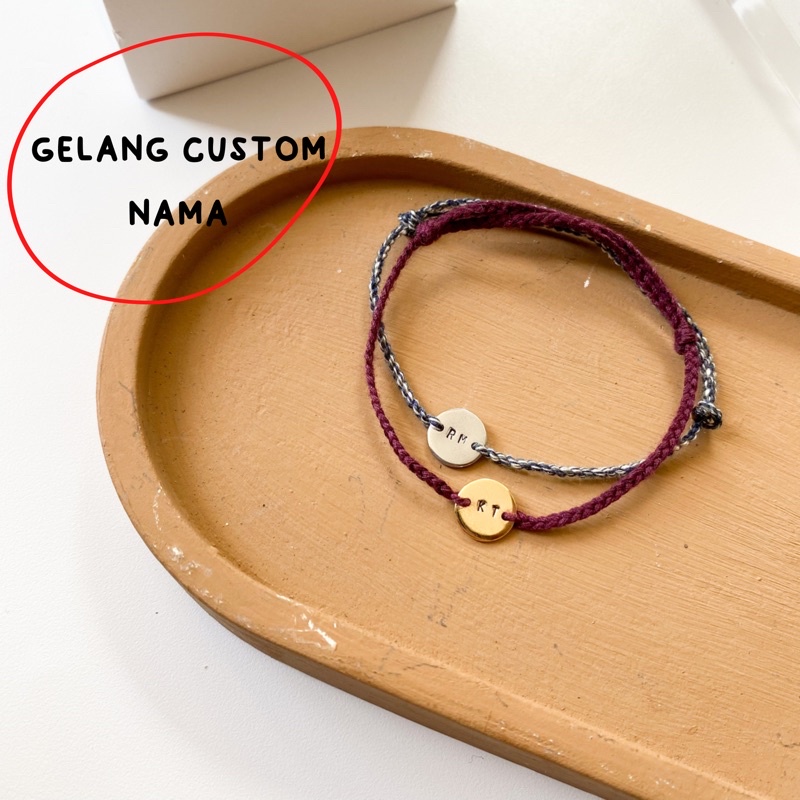 PLAT A &amp; B Gelang custom nama personalised bracelet (gelang couple/ gelang nama/ gelang huruf/ gelang custom/ gelang tali/ gelang kepang/ gelang basic)