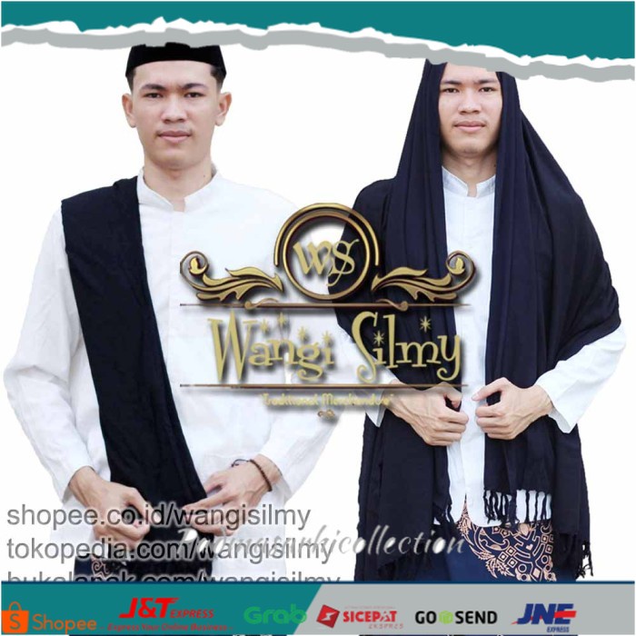✨ BISA COD ✨ Sorban Rida Hitam Polos Panjang Rida Rayon Surban Habib Kashmiri Polos - Hitam