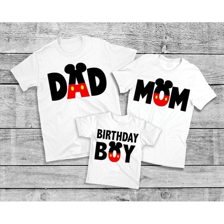 MYSTIQUE.ID-BAJU KAOS FAMILY BIRTHDAY BOY MIC*KEY T-SHIRT LUCU DAN AESTHETIC