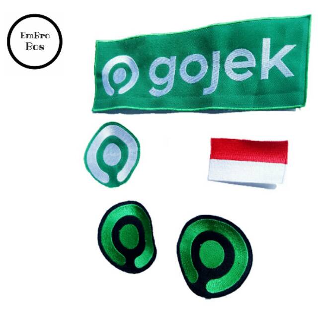 Patch Emblem Bordiran Logo Gojek Baru Lengkap Satu Set Keren