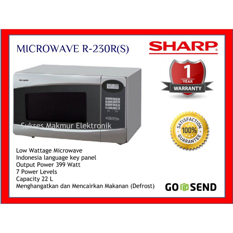 Jual Sharp Microwave R230R(S), Low Wattage 399 Watt, 22 Lt Compact Touch Control Shopee Indonesia