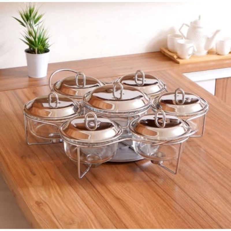 Delicia Sabinex Set Penghangat Makanan Bisa Putar 7 Tray / Food Warmer