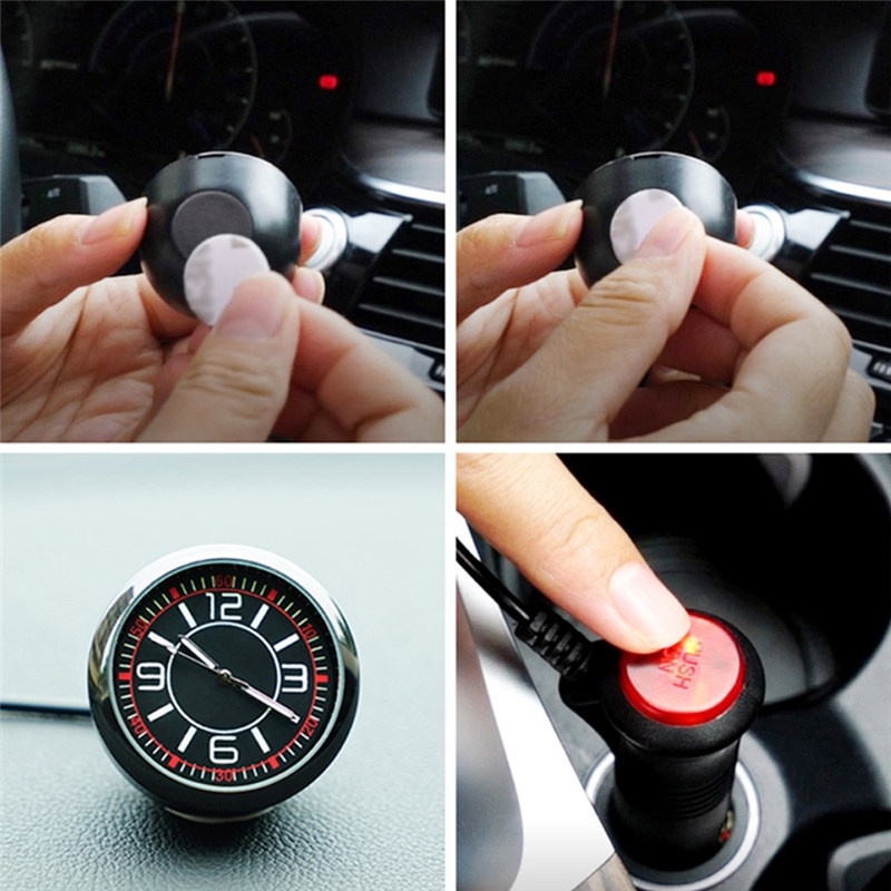 TK Car Dashboard Clock Quartz Luminous Clock Glass Mirror Automotive Clock Accessories