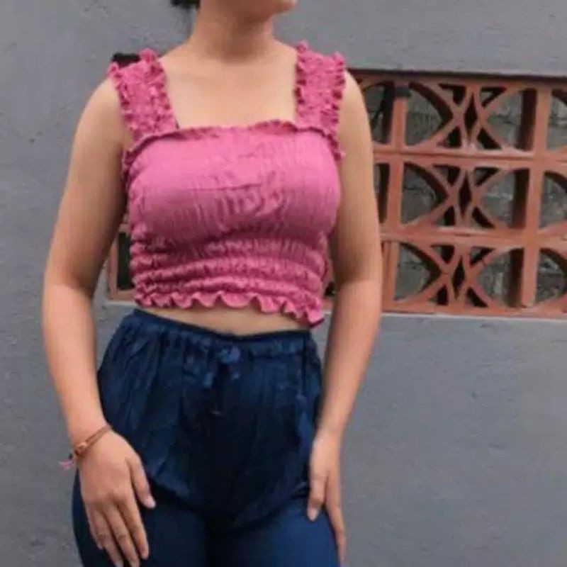 Crop Top wanita Kerut Lisa( BEST Seller)