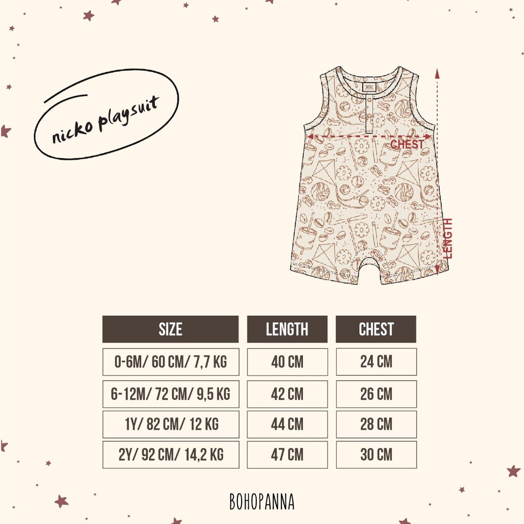 Bohopanna Andy Playsuit 0M - 2Y Sleeveless Nicko Romper Playsuit Romper Kutung Anak CBKS