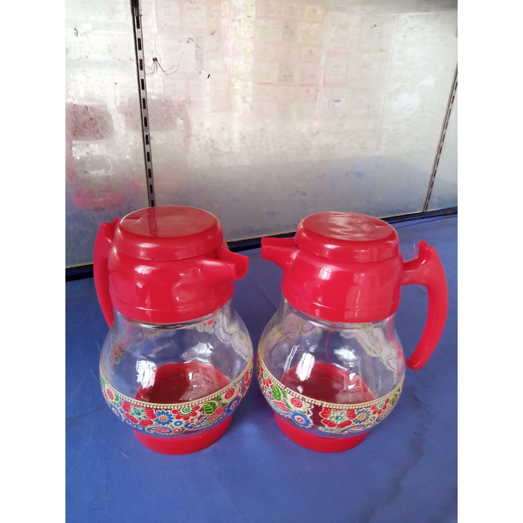 Hampers Cantik Souvenir Teko Kaca Pitcher Set Cantik Drink Set Gelas Kaca Unik Pitcher Kaca Merah Be