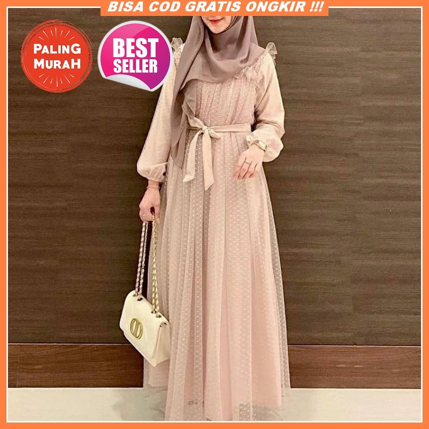 Maxy Artha Tile / Gamis Brukat Mutiara Tile Organza / Dress Brokat Pesta Kondangan/ Ag Seragam Nikah