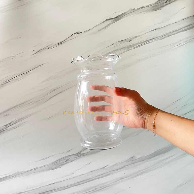 CM pot bunga kaca unik lucu tanaman vas kaca renda gelombang cumi megar dekorasi tanaman hias