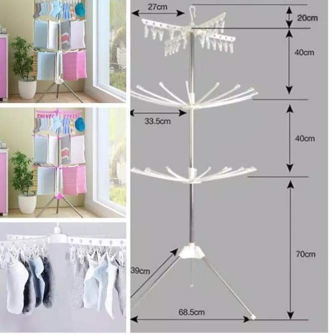 Jemuran Menara / Jemuran Bayi / Hanger Baju/Jemuran Baju Lipat / Gantungan Baju Jemuran, SHENAR 7K4