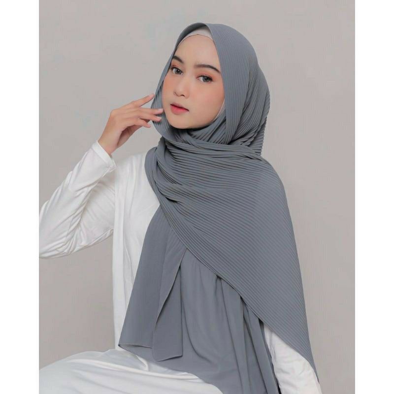 HIJAB PASHMINA PLISKET LIDI PREMIUM MATT CERUTY BABY DOLL BABYDOLL 180 x 75 Cm-Abu