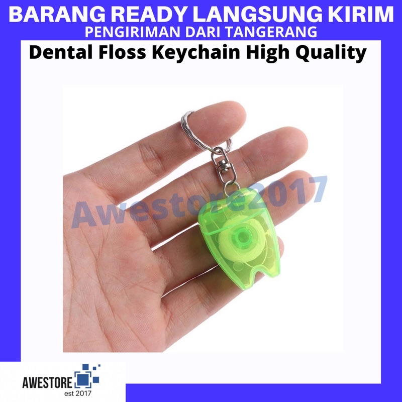 Dental Floss Roll Gantungan Kunci Gigi Benang Portable Keychain Ring