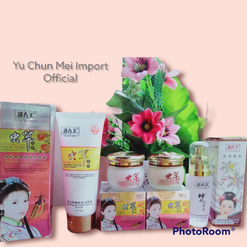 YU CHUN MEI CORDYCEPS Herbal Import (Paket lengkap) Cream Siang, Malam, Serum, Sabun