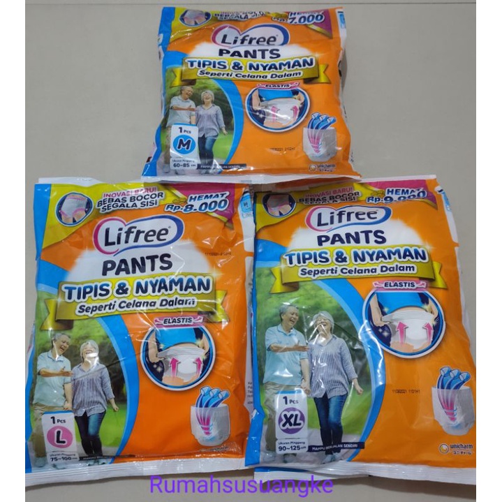 PROMO!! LiFree Popok Celana Dewasa size M,L,XL per 1 Sachet