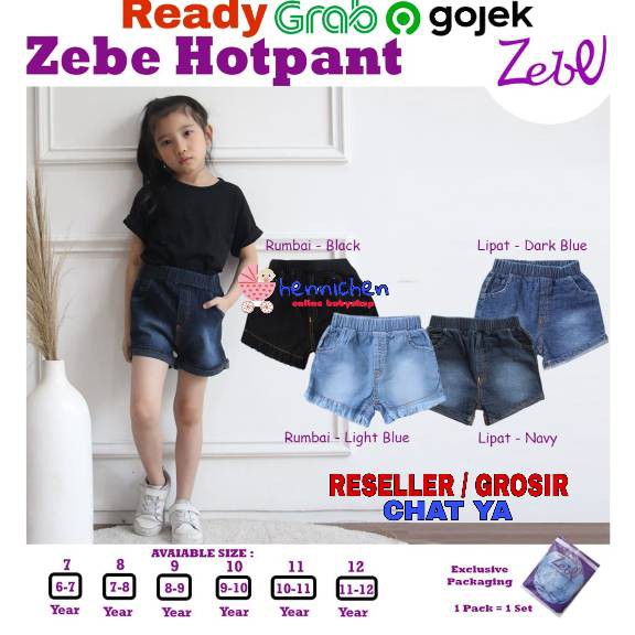 1 Pcs ZEBE HOTPANTS GIRL -  Celana Pendek Anak Perempuan  6-11THN