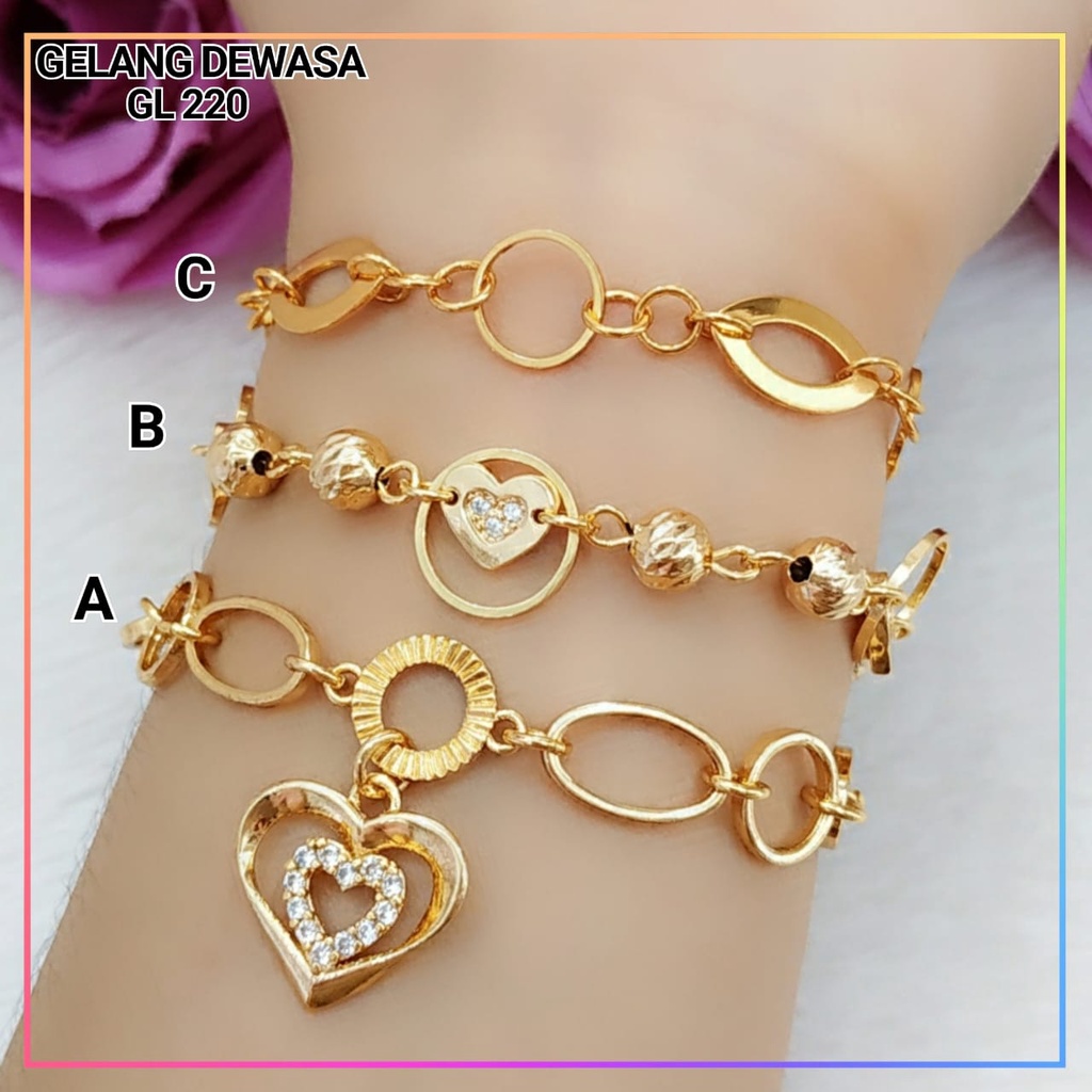 Gelang xuping gelang dewasa/remaja rantai jurai love merica perhiasan lapis emas gold GL 220