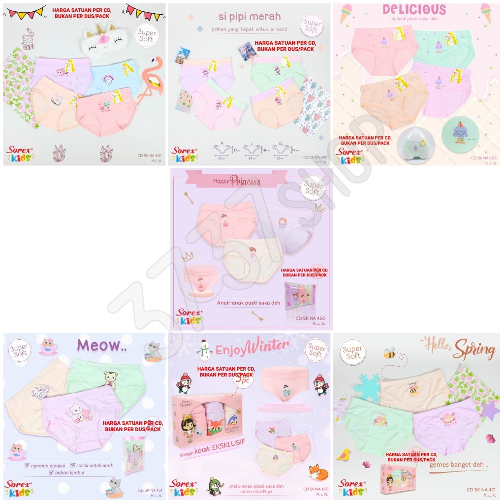 SOREX KIDS GIRL NA SERIES  CD CELANA  DALAM  SEGITIGA ANAK 