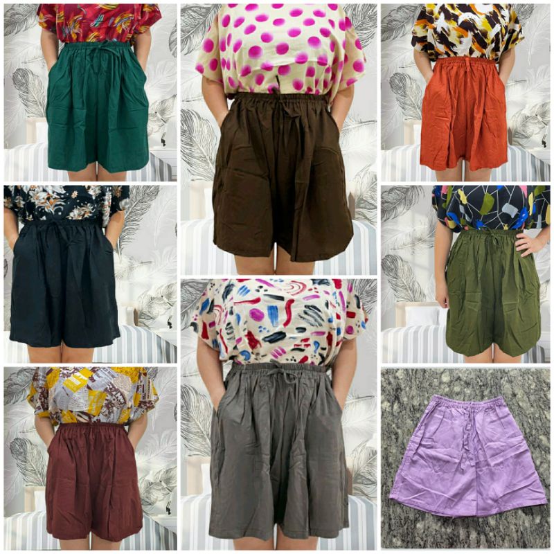 celana santai jumbo wanita warna polos HOTPANT polos wanita jumbo size 4XL/5XL super jumbo muat sampai diatas 100 kg lebih model kantong depan kanan dan kiri bahan katun twill berkwalitas premium