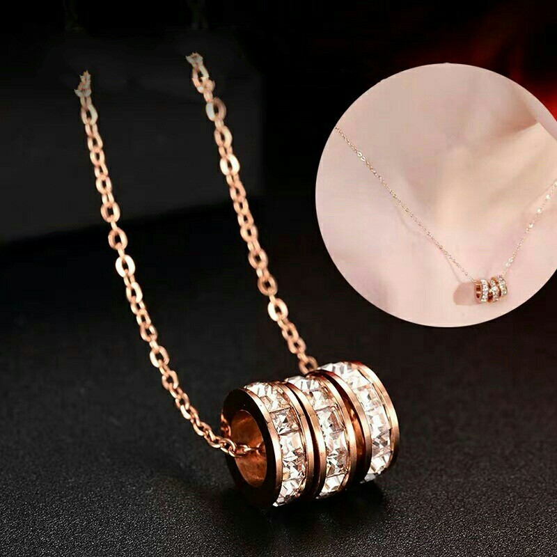 GG Kalung Triple Ring Berlian Rantai Classic#KL-142RC