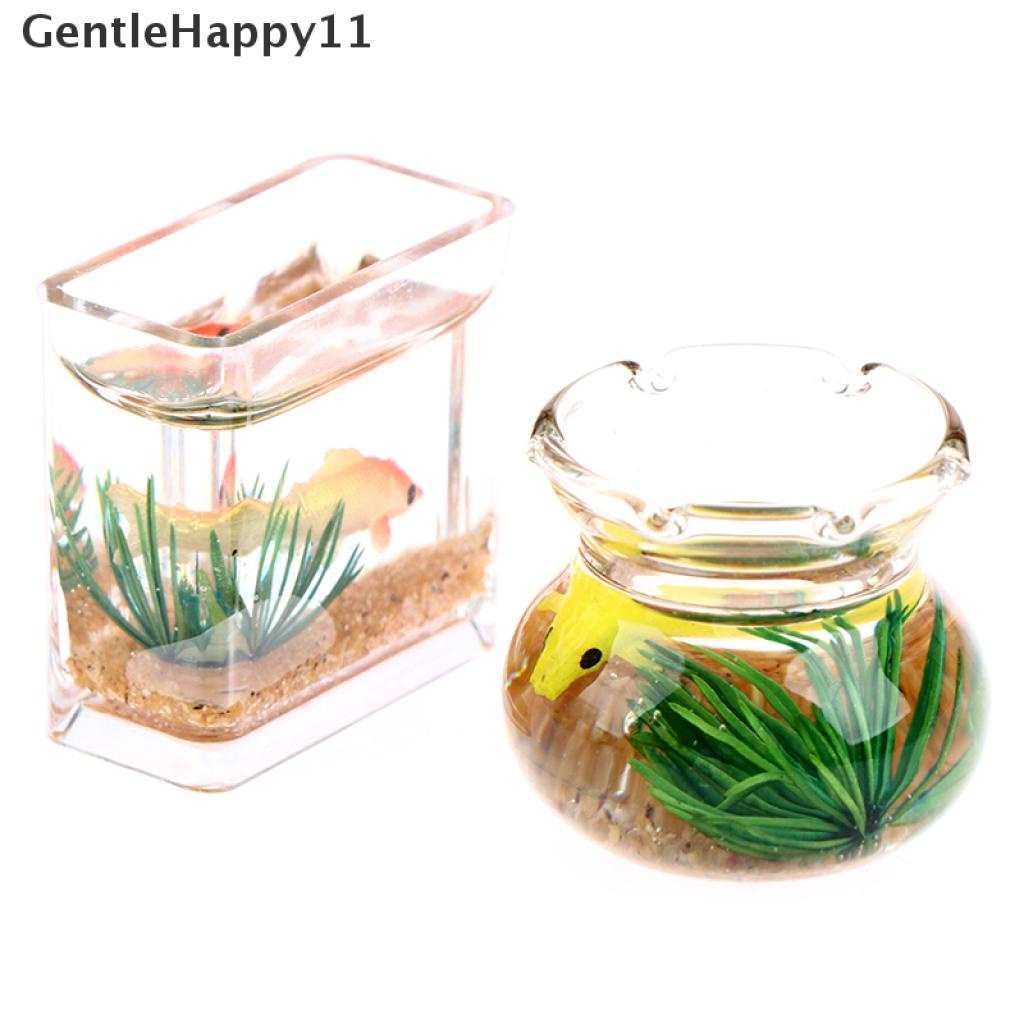 Gentlehappy Rumah Boneka Mini Fish Tank DIY Resin Transparan Goldfish Tanks Miniatur Dekorasi