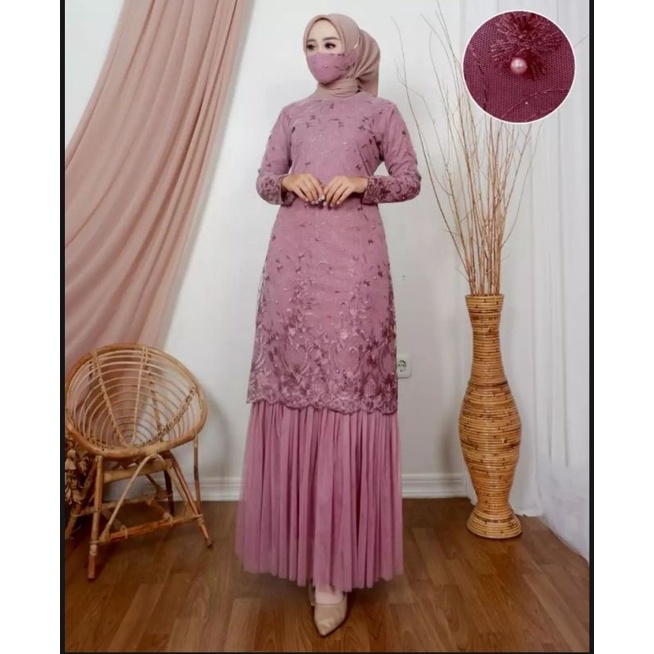 KK COD/Gamis Tutu Modern 2022/ Gamis Pesta Kekinian/gamis tutu Termurah Harga promo/Baju gamis terba