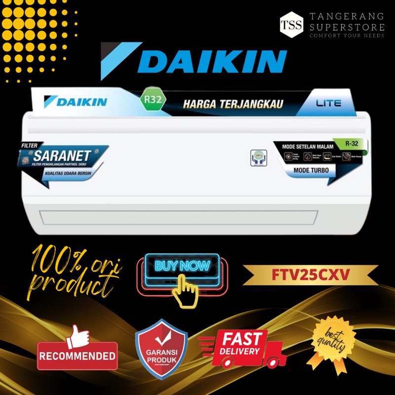 AC DAIKIN 1 PK STANDARD PK FTV25CXV FTV25 25CXV FAST COOLING R32 MALAYSIA DAIKIN AC 1PK
