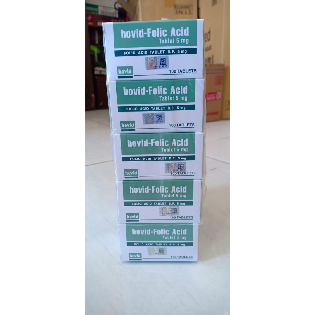 Folic Acid 5mg Merk HOVID Import Asli Malaysia 5 mg (1 Box isi 100 Butir)