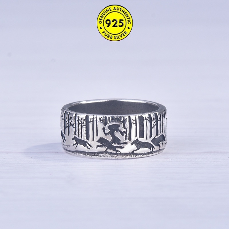 925 Silver New Creative Carved Ring